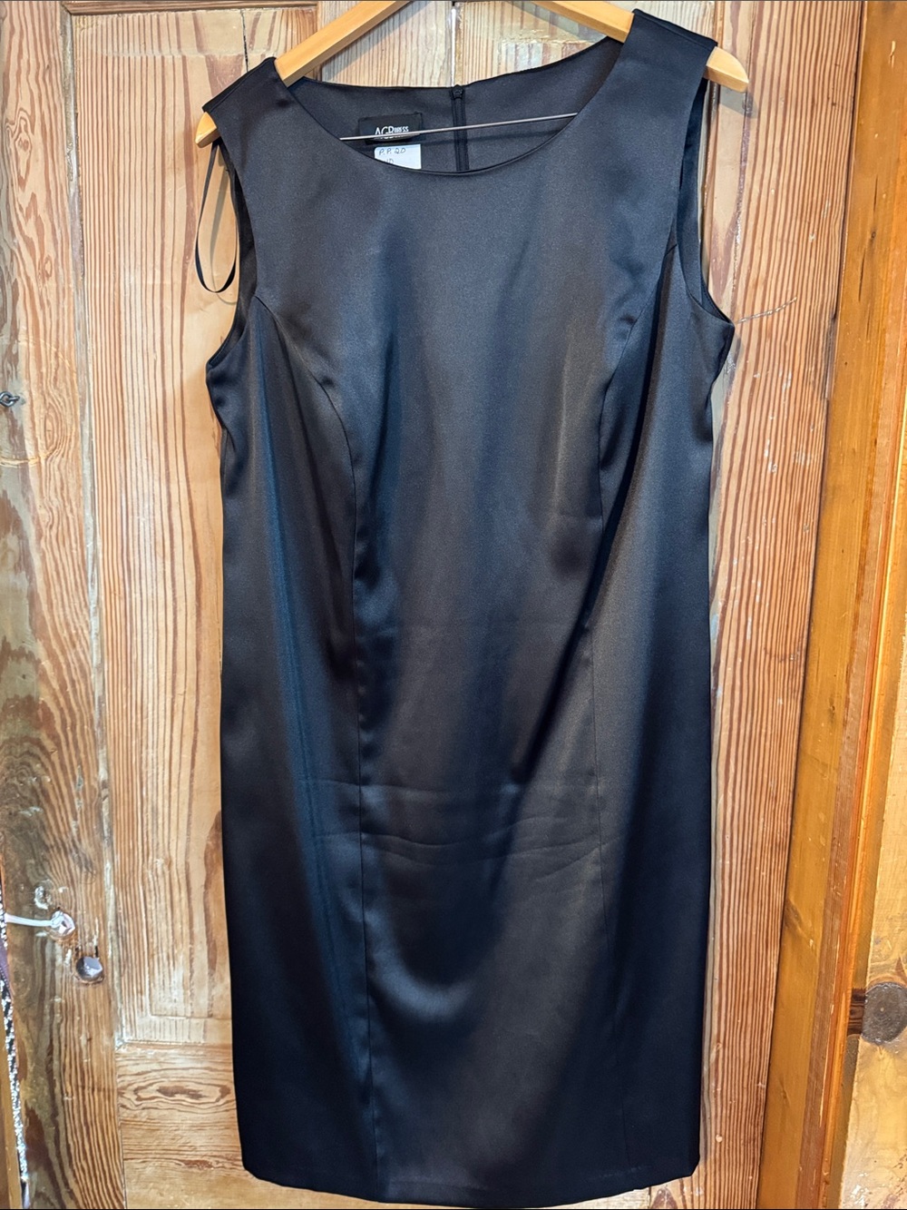 Classic Black heavy satin Sheath Dress - Elegant Women's Cocktail Dress Large